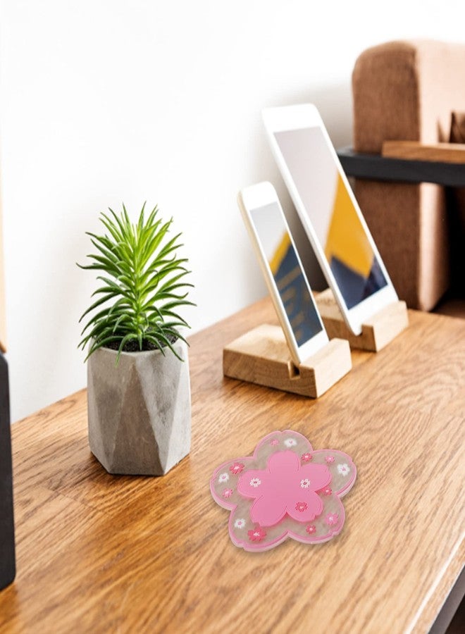 MOGALY Coasters for Drinks Set of 4 Silicon Cup Coasters Cute Pink Cup Mats Cherry Blossom Coaster, Table Cup Mat for Drinks, Coffee, Tea (4.5in) - Image 4